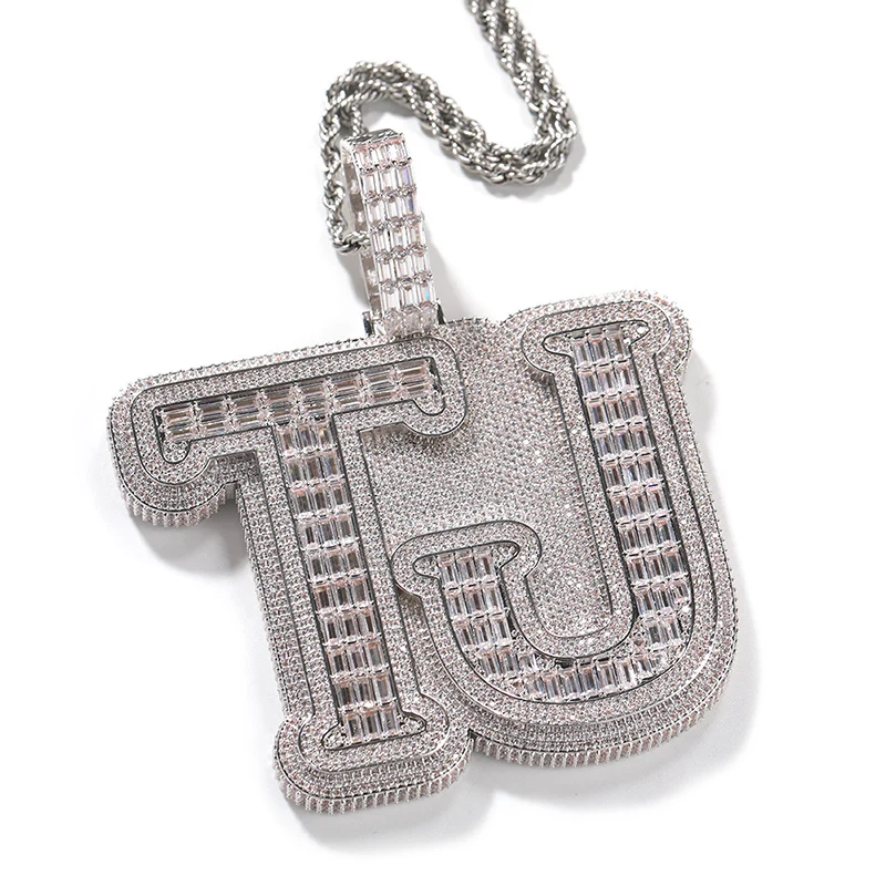 Custom Personality Big AMB Letters Name Pendants Necklace for Men Hip Hop Bling Iced Out Rapper Jewelry Drop Shipping