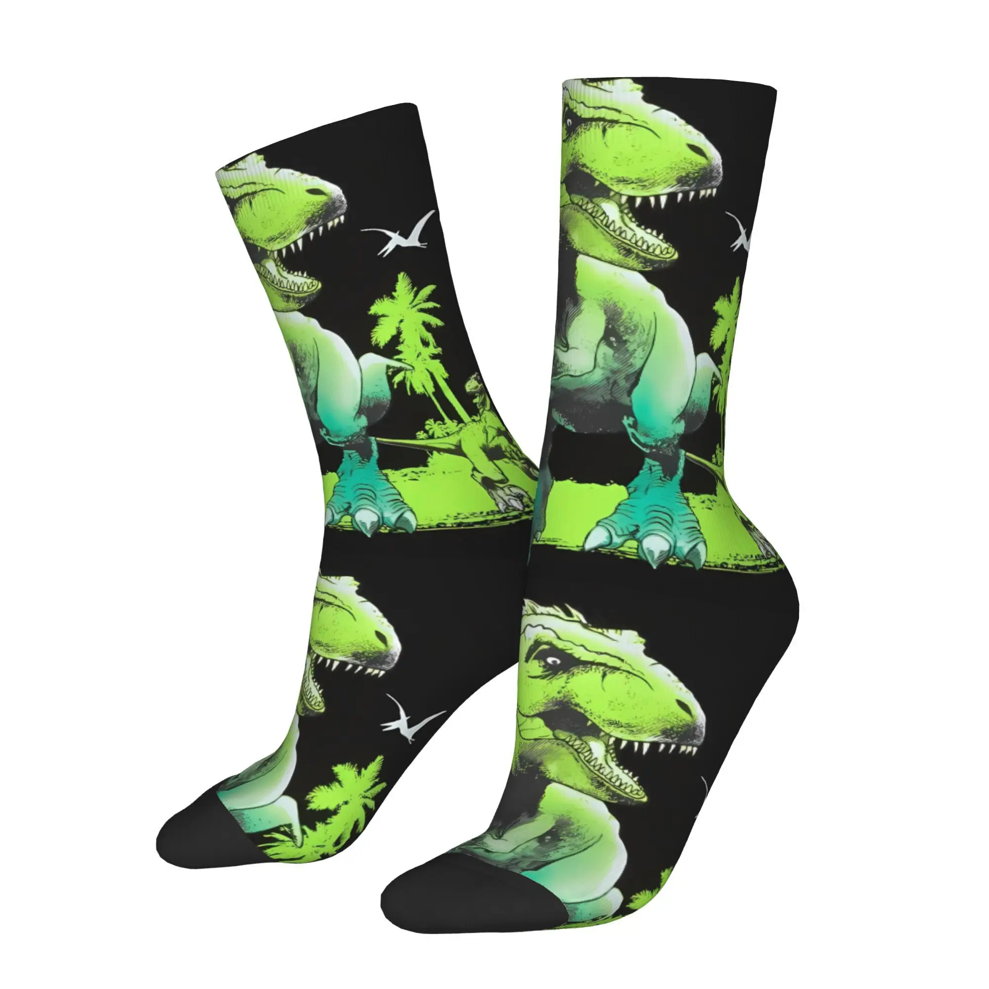 

Счастливые забавные мужские носки с динозавром в стиле ретро, Харадзюку, хип-хоп, новинка, носки для экипажа, подарочный узор с принтом