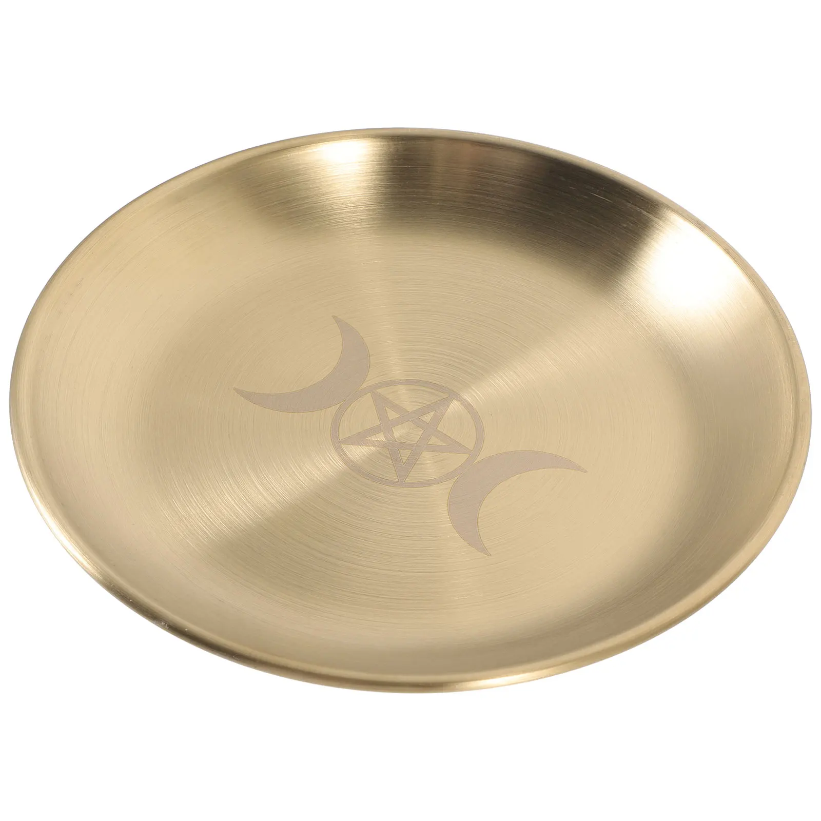 

Pentacle Gold Plate Aesthetic Jewelry Holder Display Dish Vintage Metal Altar Tray Key Dish Compact Size Suitable Home Office