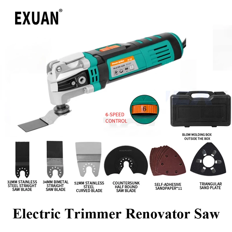 

500W Oscillating Tool Multifunction Power Tool Electric Trimmer Renovator Saw 3With Handle DIY Home Improvement For Wood Working