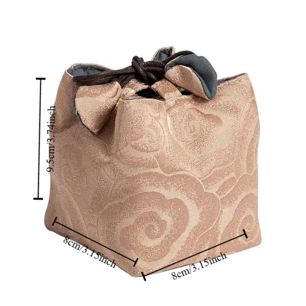 Chinese Style Teacup Drawstring Cloth Pouch Breakage-proof Portable Teaware Storage Bag Print Multifunctional