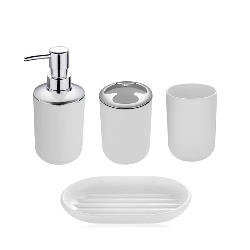 4/6pcs/set Bathroom Accessories Set Soap Dish Toothbrush Holder Toilet Brush Lotion Holder Trash Can Modern Bathroom Accessories