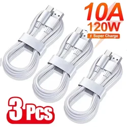 3PCS Universal 120W 10A Fast Charger PD Dual Type C Quick Charging Cable Data Wire Cord For iPhone 15 16 Samsung HUAWEI New 2025