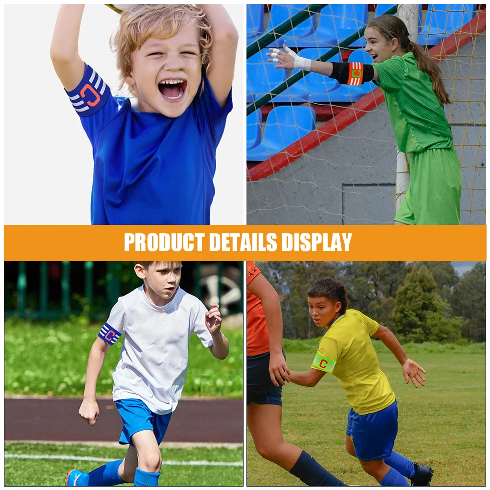 

4Pcs Reusable Football Captain Armband Wearresistant Bright Colored Team Leaders Arm Sign Captain Armband