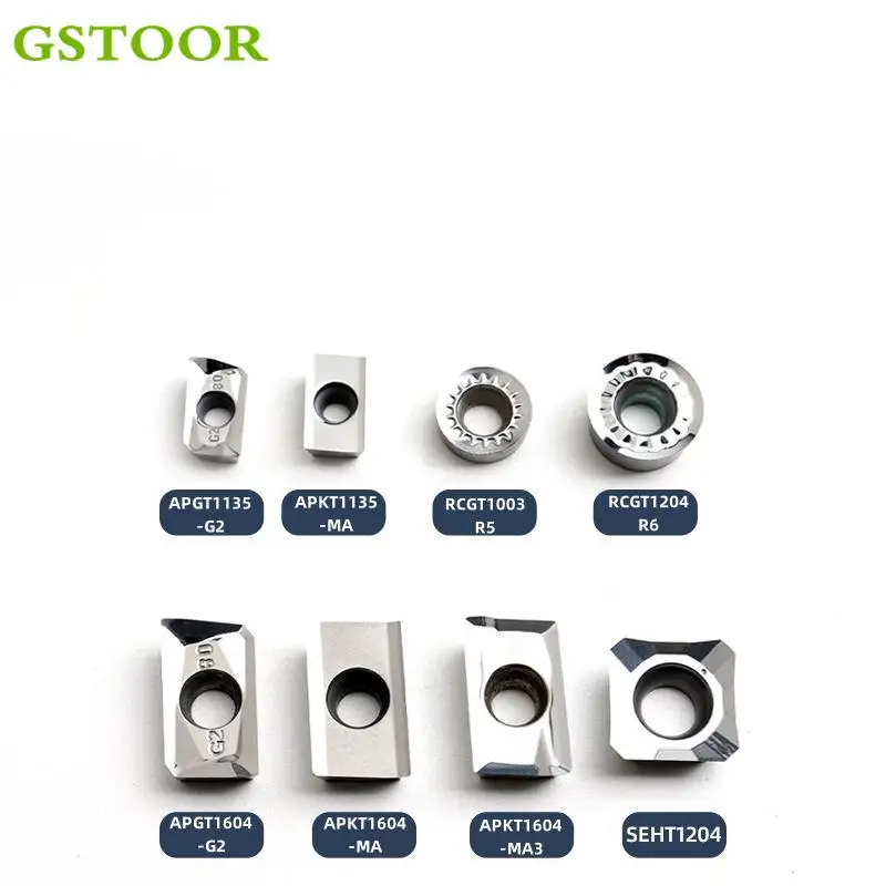 10ชิ้น APKT1135 APGT1135 APKT1604 R0.4 R0.8 G2 RCGT10T3 RCGT1003 RCGT1204 RPGT1204 SEHT1204 CNC คาร์ไบด์เครื่องมือกลึงกัด