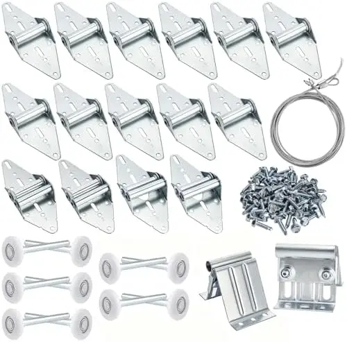 

Bekith Garage Door Hardware Kit for 16x7 & 18x7 Double Doors – Roller Hinges, Brackets, Wire Rope Replacement