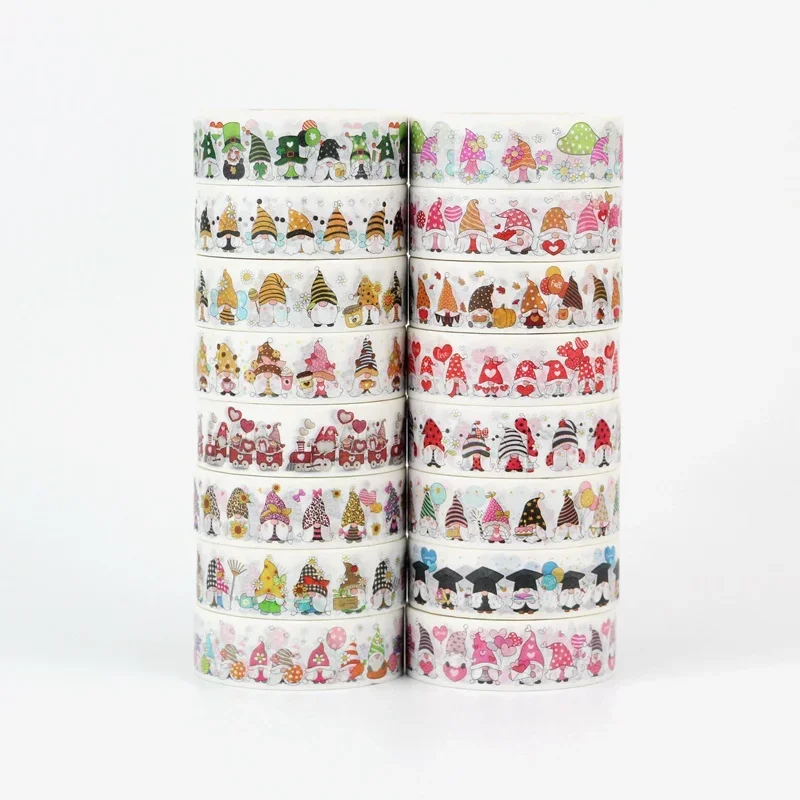 

NEW 1PC 10M Decorative Gnomes with Sunflowers Bee Daisy Hearts Spring Washi Tape Set for Journaling Masking Tape Cute Papeleria