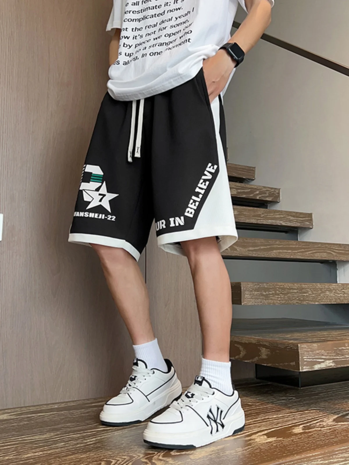 

Summer Thin Men's ort Pants Qui Dry Casual Five-Point Pants for Junior And High School Students Trendy Sportswear