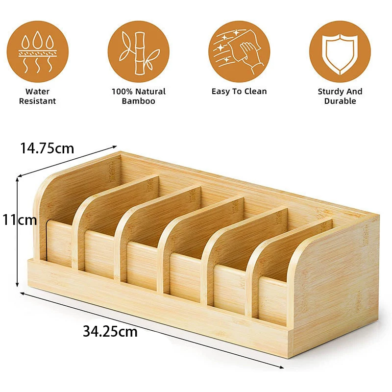 Bamboo Belt Organizer Box Storage Grid to Display 6 Belts Belt Holder for Closet Drawer Organizers Men Women Belt Watch Bow Tie