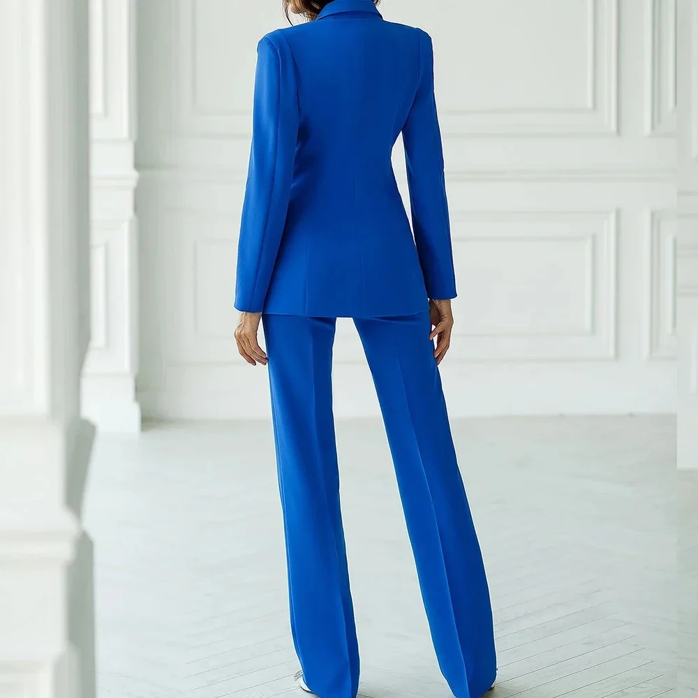 Women's two-piece 2026 fashionable solid color top and pants set suitable for office suits view 2
