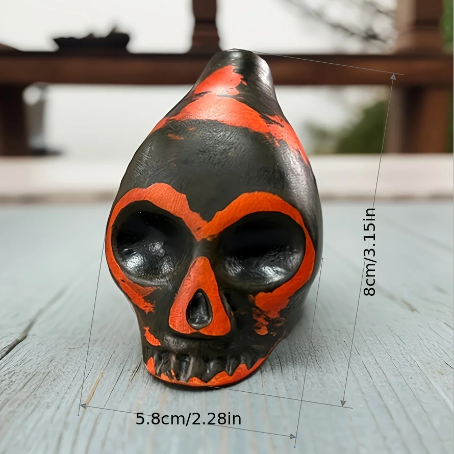 1 قطعة صفارة الموت الأزتيك |   أداة الرياح السيراميكية ذات الطراز العتيق مع لمسة نهائية من الورنيش، تصميم باللونين الأسود والبرتقالي، تتضمن حقيبة حمل