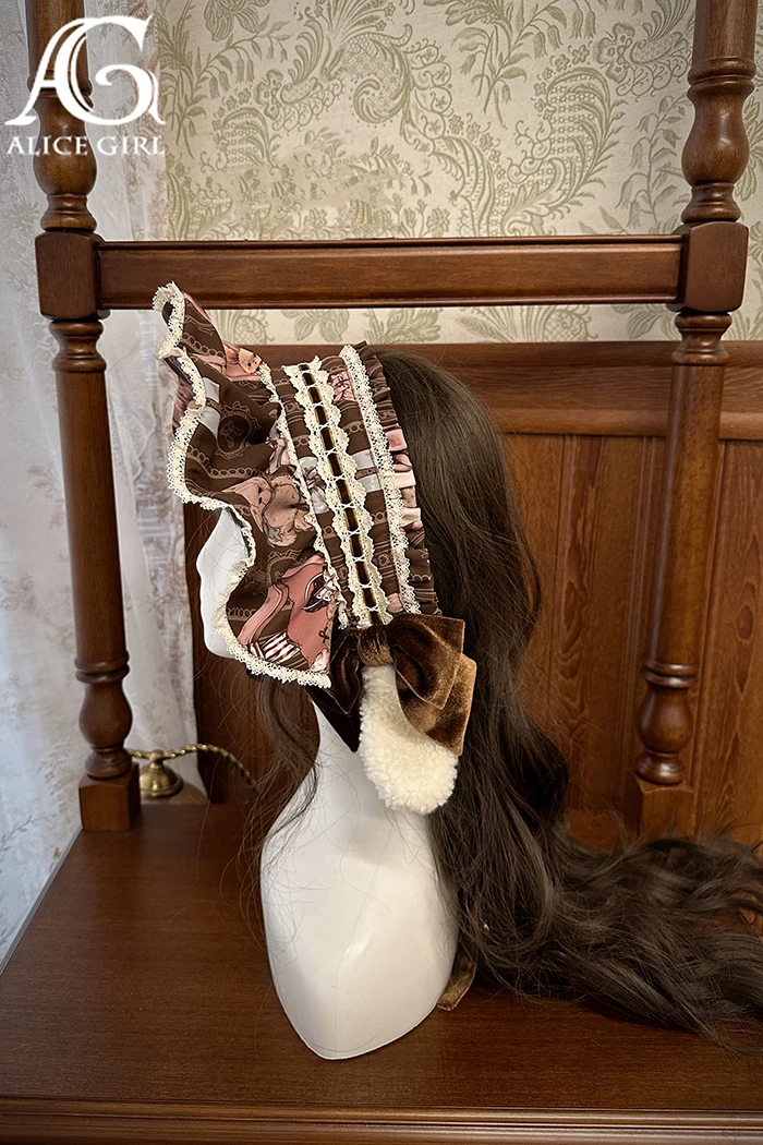 Lolita Bear Doll Wall Clashing Colours Side Clips Bnt Lamb's Ear Bow Headpiece by Alice girl