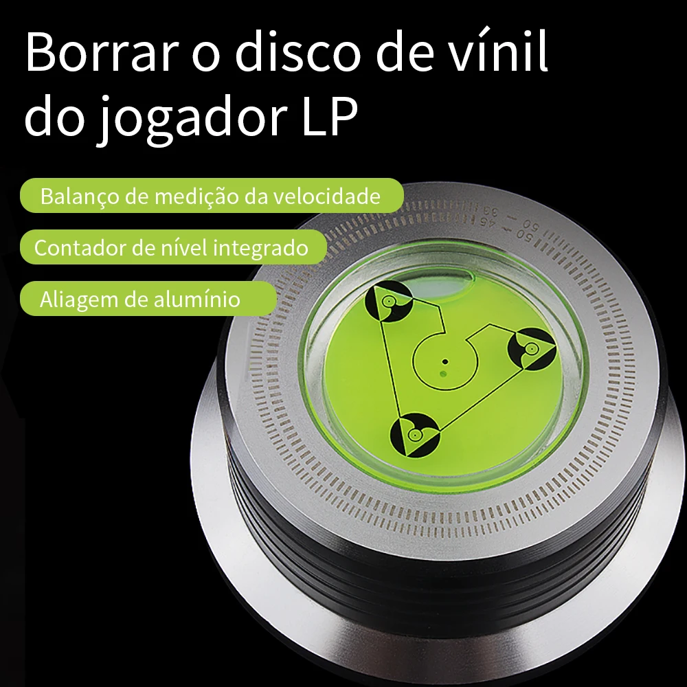 Universal LP Vinyl Record Player, Disco Turntable Estabilizador com Nível, Liga de alumínio, Peso Braçadeira, Music Player, 50Hz