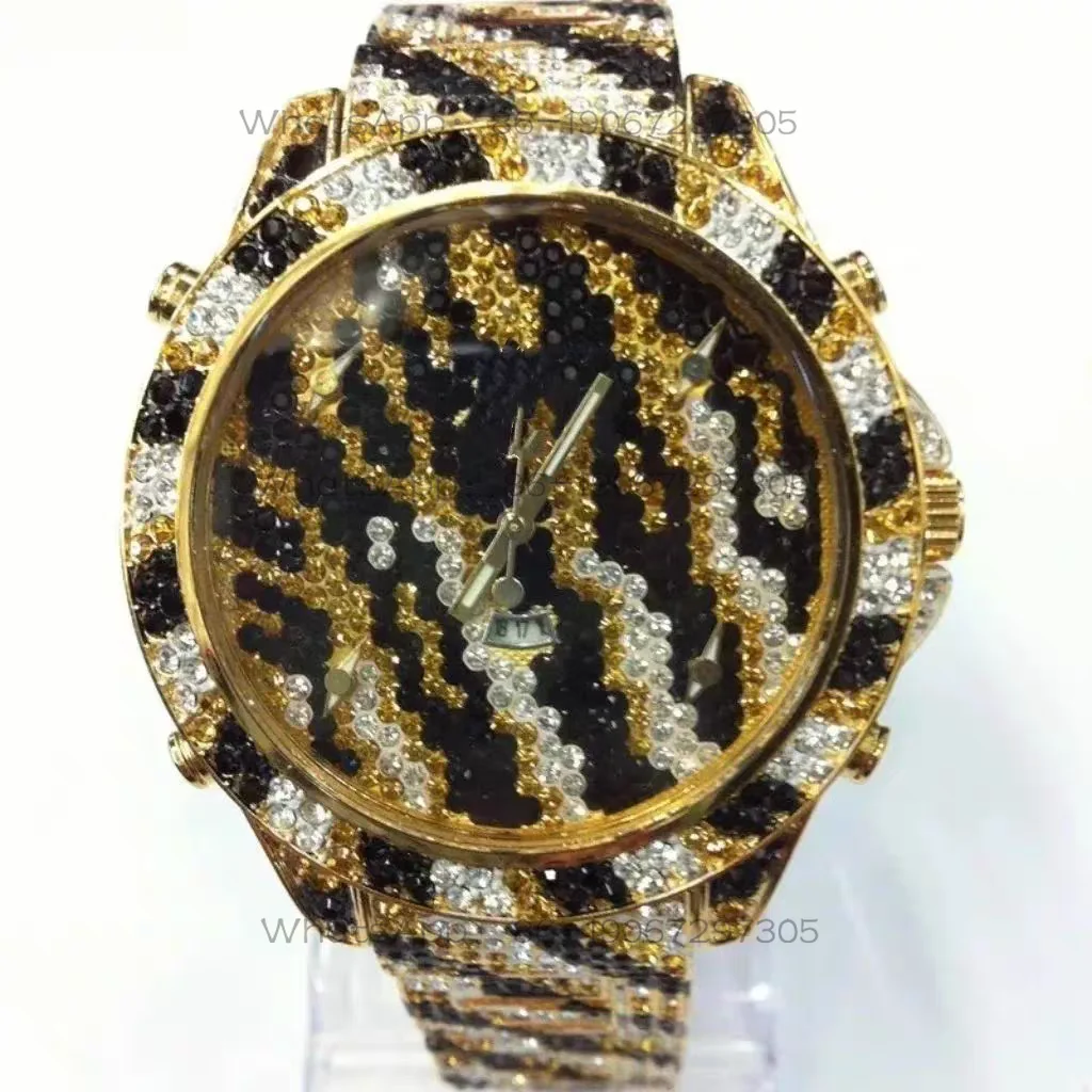 

Gypsy Quartz Tiger Pattern Fashion Large Plate Gold Steel Belt Watch