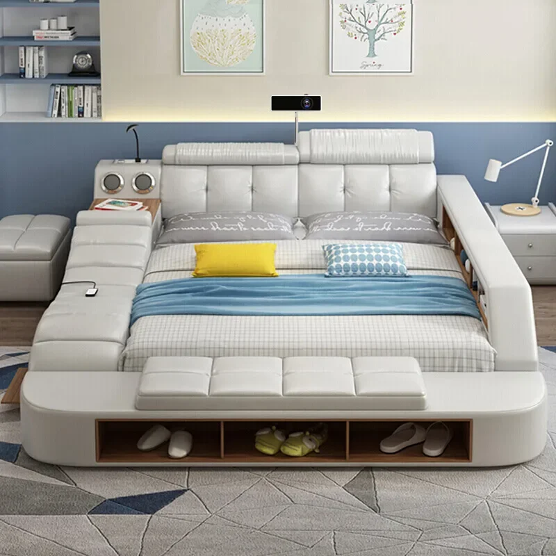 Storage Storage Headrest Double Bed Wood Modern Cheap Floor Double Bed Multifunctional Sleeping Letto Multifunzione Bedroom Furniture - Aliexpress Deal