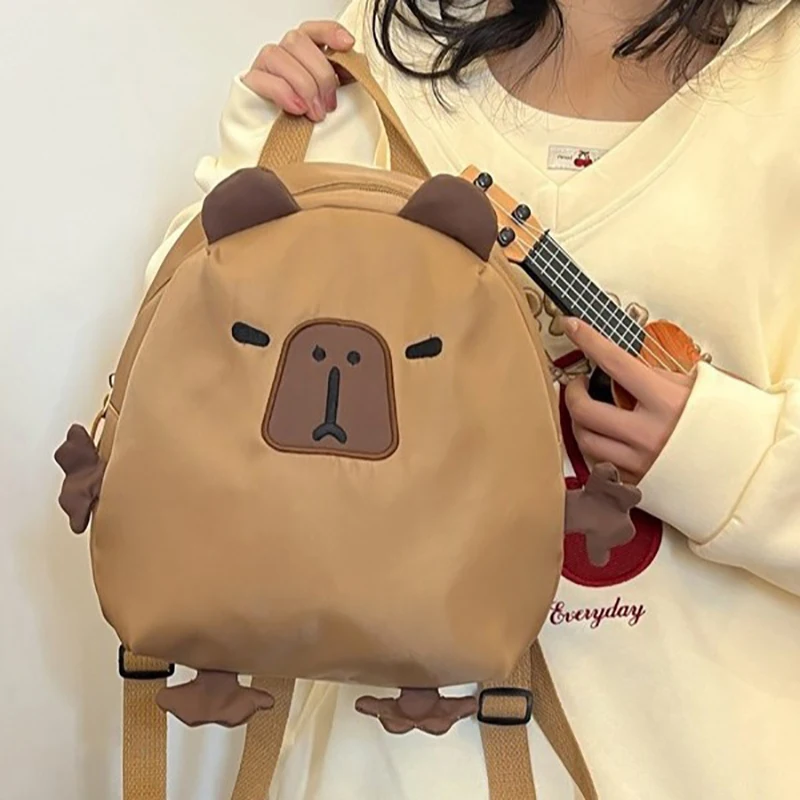 Kawaii Capybara-Bolso escolar para ordenador portátil, mochila bonita de dibujos animados, bolsas de libros informales de viaje, mochila de gran capacidad