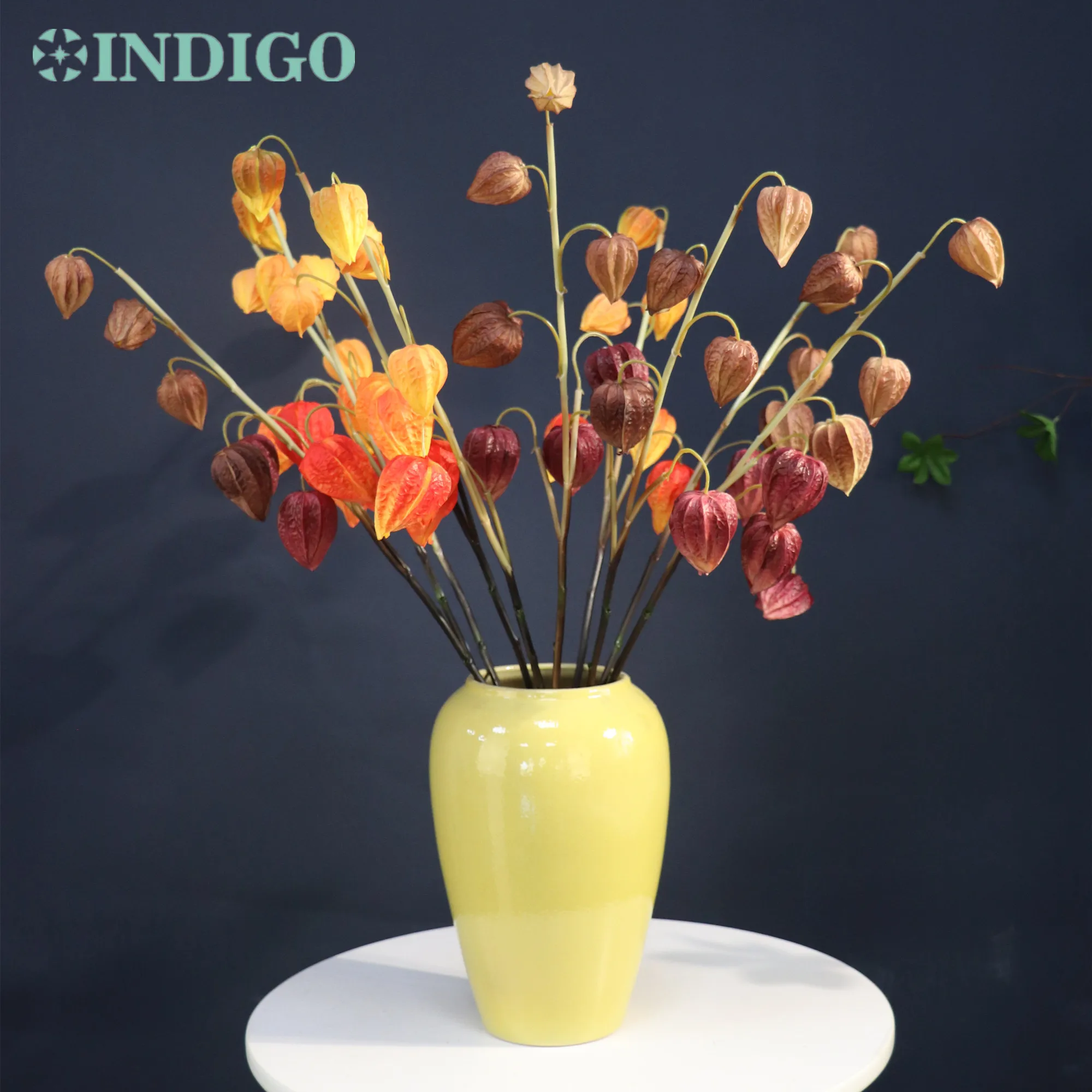 

INDIGO-Artificial Gooseberry Lantern Fruit, Autumn Decoration, Home Table, Nature Flower Plant, Floral, Event Party, 70m, 5Pcs