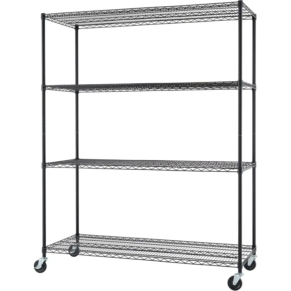 

Adjustable Heavy-Duty Wire Shelving on Wheels, 600-1800 lbs Capacity, 60x24x72, Black for Kitchen, Garage, Laundry