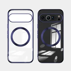 Luxury Electroplate Transparent HD Phone Case for Google Pixel 9 Pro XL 8 8A  7A for Magnetic Wireless Charge Soft Protect Cover