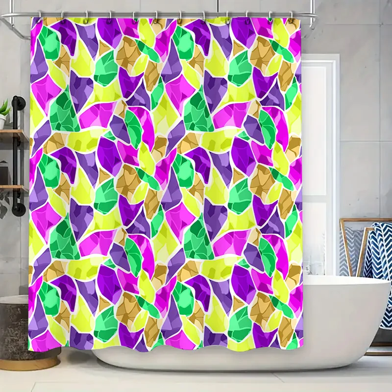 

Ярко цветная занавеска для душа с геометрическим рисунком для декора ванной комнаты, фиолетовый, желтый, зеленый, розовый, красочный водонепроницаемый тканевый коврик для ванной Cove