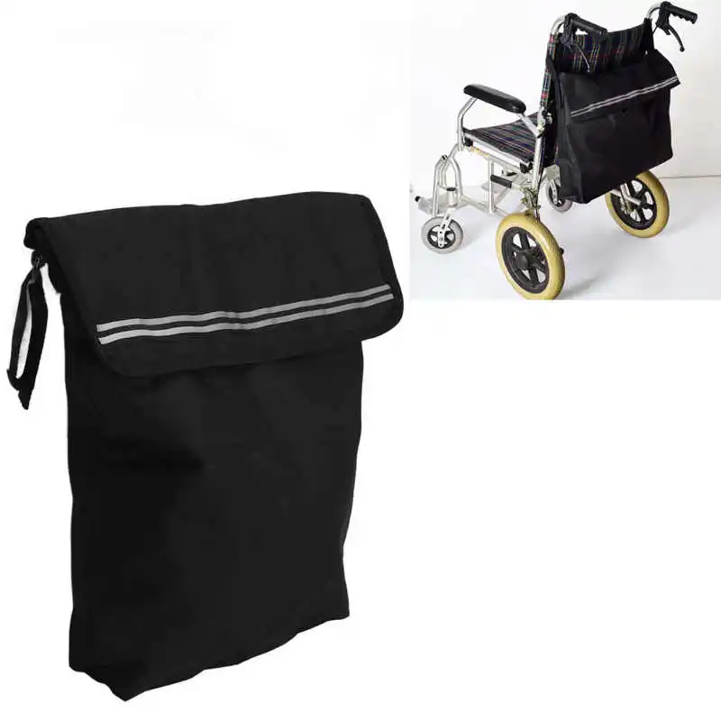 Adjustable Wheelchair Backpack Bag Reflective Stripe Rolling Walkers Storage Accessories for Elderly Handicapped Disabled