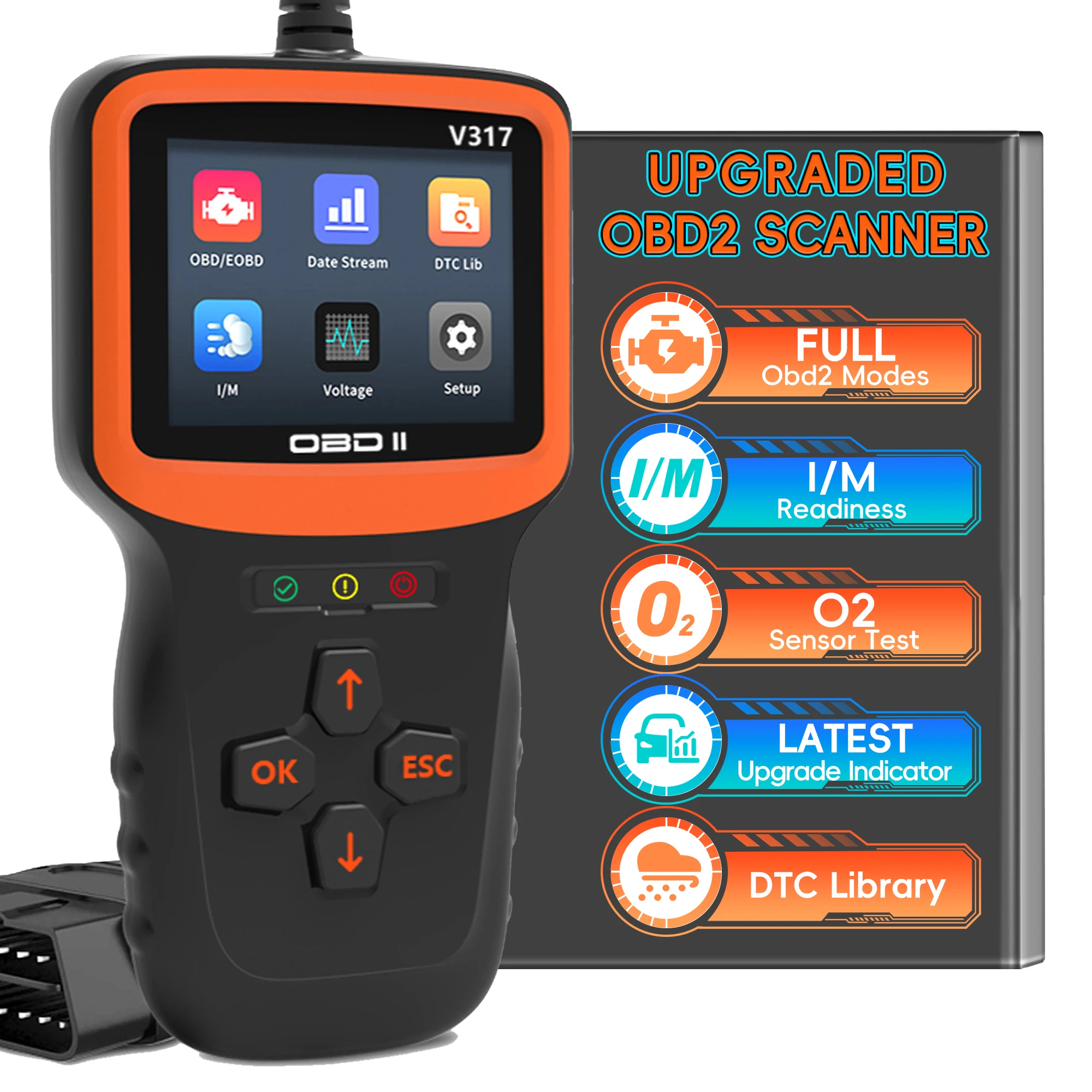 

OBD2 Scanner Diagnostic Tool, V317 Vehicle Check Engine Code Readers with Reset & I/M Readiness & More