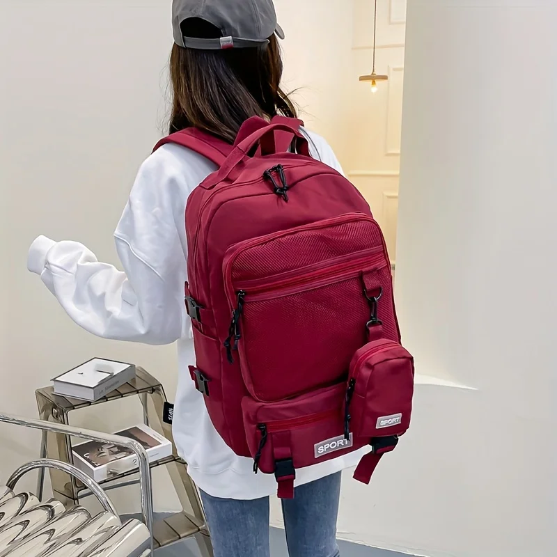 大容量多機能トラベルバックパック、メッシュコインポーチ付きラップトップスクールバッグ、女子向けスクールバッグ、モチラ