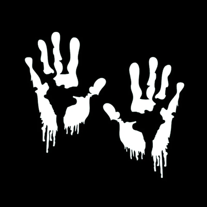 Car Sticker Zombie Handprint Walking Dead Fashion PVC Car Decoration Accessories Decals Waterproof Black/white,18cm*16cm