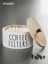 Elegant Wooden Filter Paper Holder – Classic Tabletop Decor for Home Coffee Bar – Practical Cupcake Coffee Filter Paper Storage
