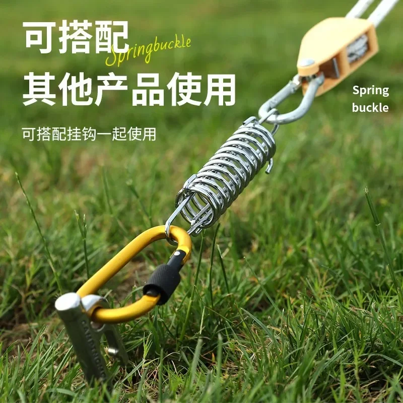 Outdoor High-strength Spring Tension Buckle Elastic Buffer Camping Tent Canopy Windproof Rope Ground Nail Fixed Buckles