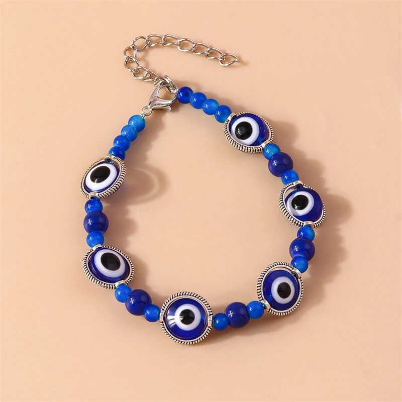 Fashion Blue Evil Eye Handmade Beads Bracelet for Women Girls Party Festival Jewelry Gifts