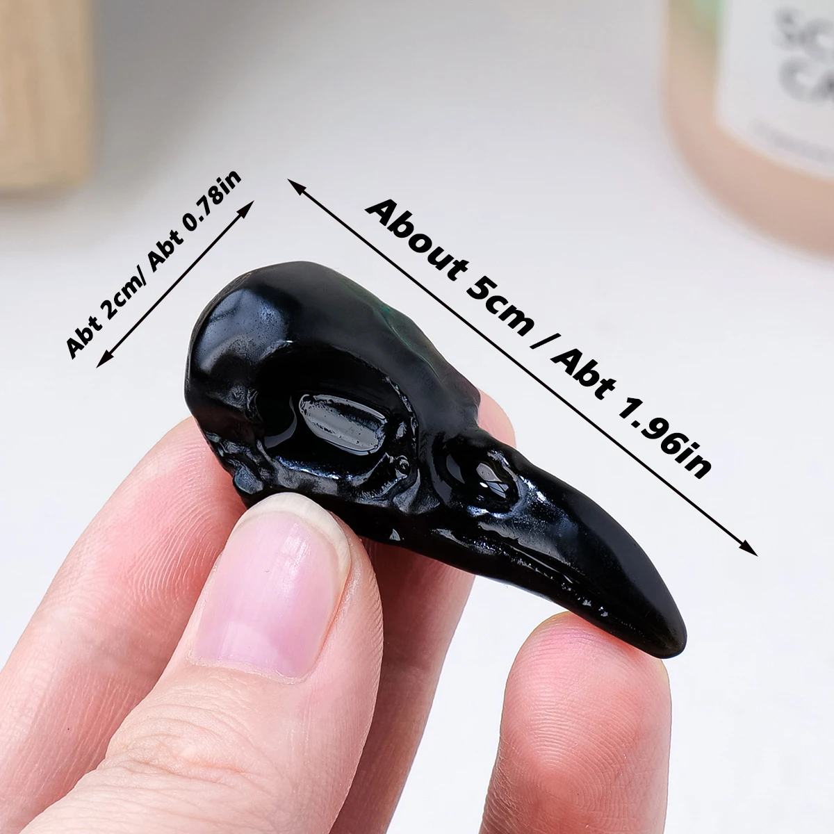 1PC Natural Crystal Stone Crow Skull Carving Obsidian Aventurine Quartz Home Decor Halloween Magic Energy Healing Gem Craft Gift