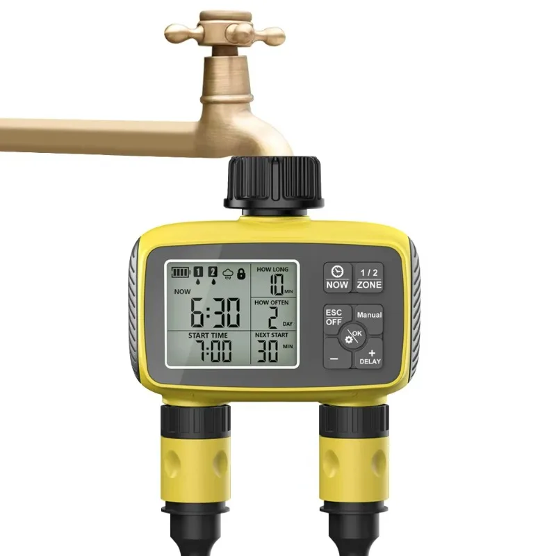 Wholesale New Intelligent Digital Display Irrigator Two Channel Water Outlet Battery Powered IP67 ABS Material Garden Watering