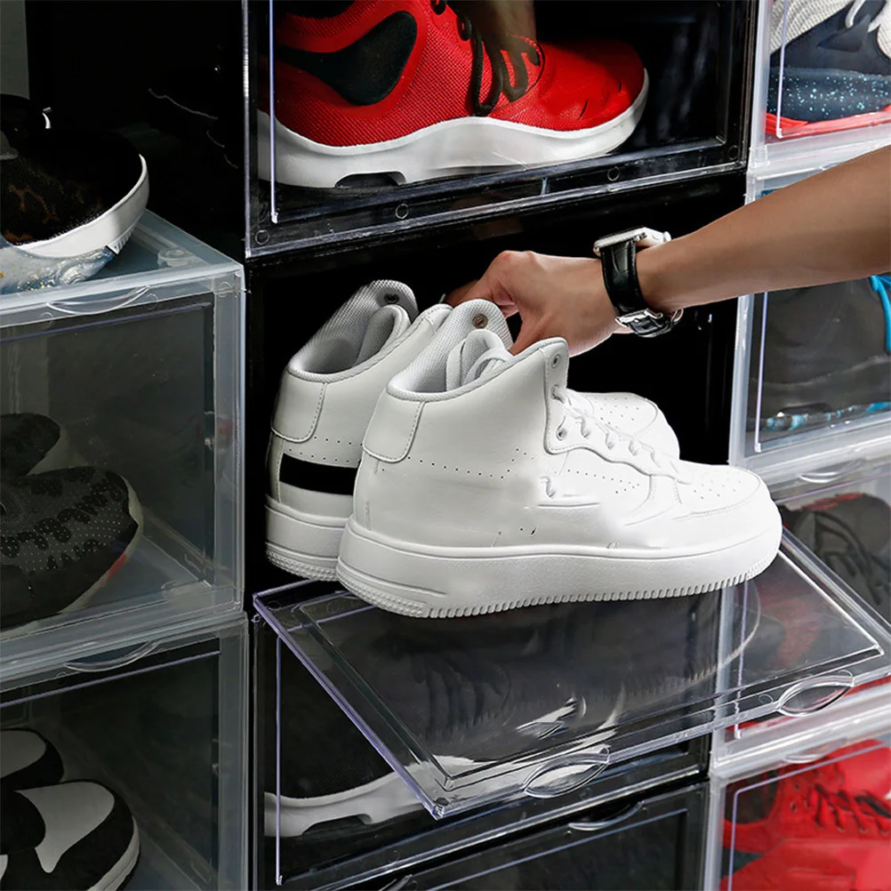 

Transparent Plastic Shoe Storage Box Dustproof Magnetic Closure Portable Container for Home Shoes Shoe Box