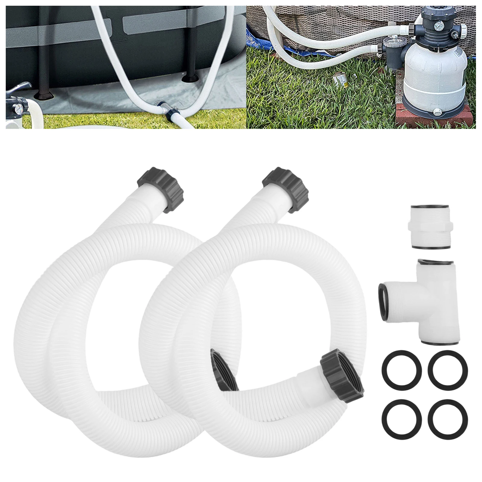 Above Ground Pool As Pictures Show Hose Connector High Pressure Resistance With Gaskets Included Flexible Polyethylene Material
