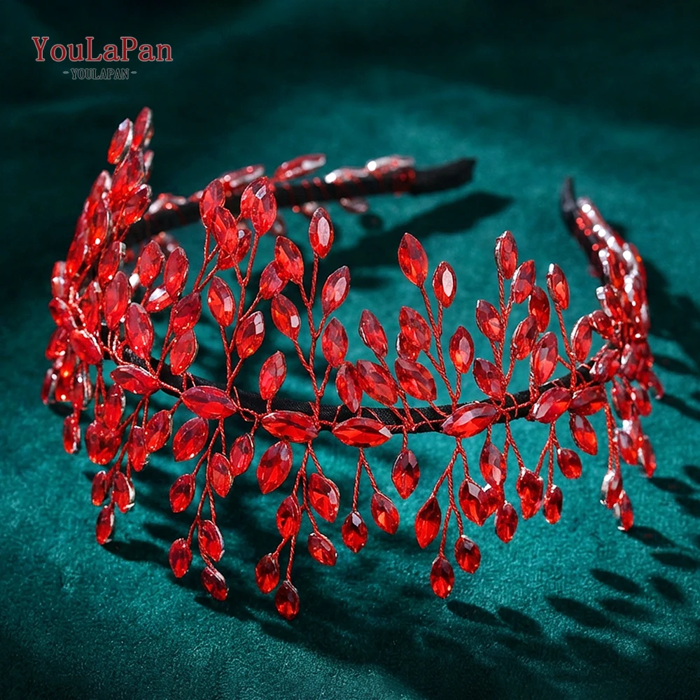 YouLaPan 트렌디 레드 컬러 라인스톤 여성 머리띠 - Wedding Supply Store 리뷰 및 가격