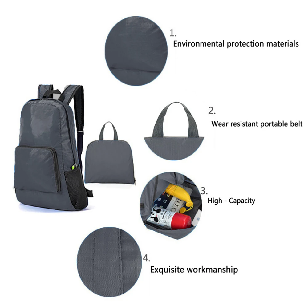 Mochila plegable impermeable para hombre y mujer, bolsa de escalada de viaje con patrón de calavera de nailon, mochilas de senderismo, bolsas portátiles para deportes al aire libre