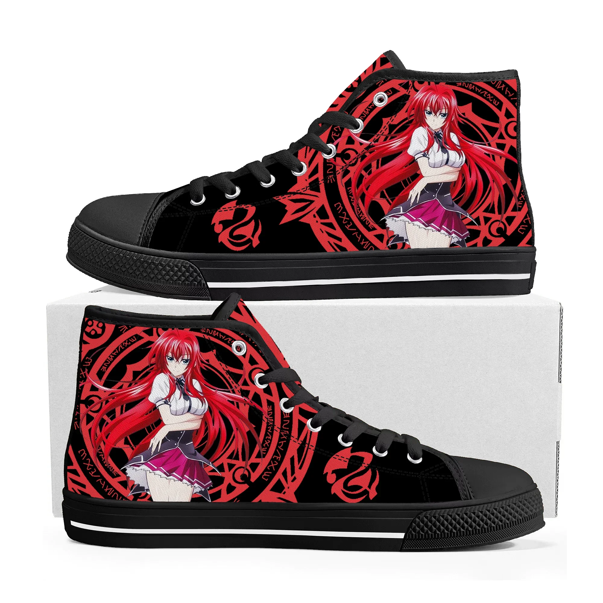 

Rias Gremory High School DXD High Top Sneakers High Quality Mens Womens Teenager Canvas Sneaker Casual Couple Shoes Custom Shoe