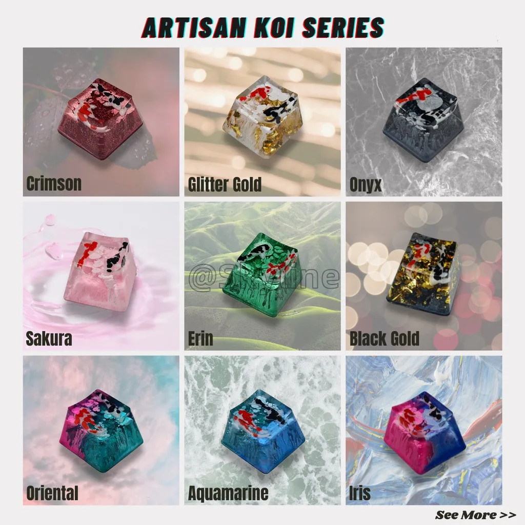 Artisan Koi Keycap For Mechanical Keyboard - Oriental/Glitter Gold/Black Gold/Erin 1PCS Customized Personalized KeyCap By Hand