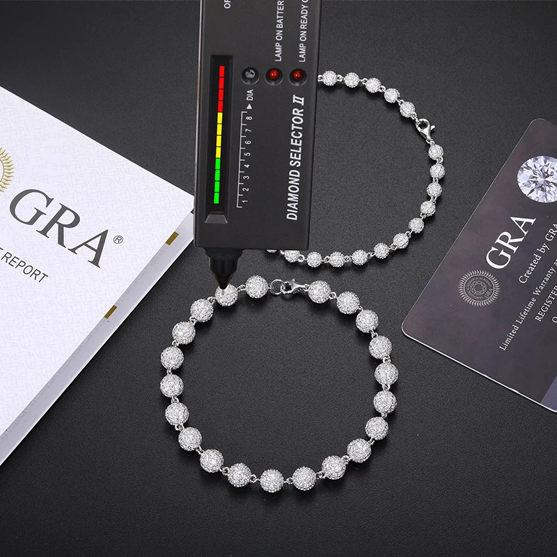Fine Jewelry Unisex Buddhist Beads Chain Necklaces Moissanite Iced Out Chain 10mm 8mm 6mm For Men Hip Hop Jewelry