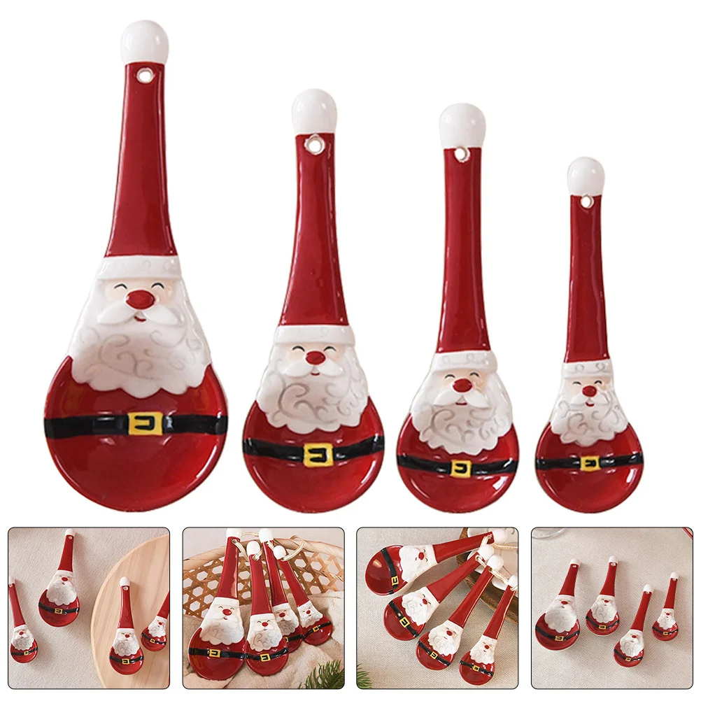 

1Set Ceramic Measuring Spoons Adorable Christmas Design Ideal for Baking and Cooking Kitchen Must Haves Measuring Spoon Set
