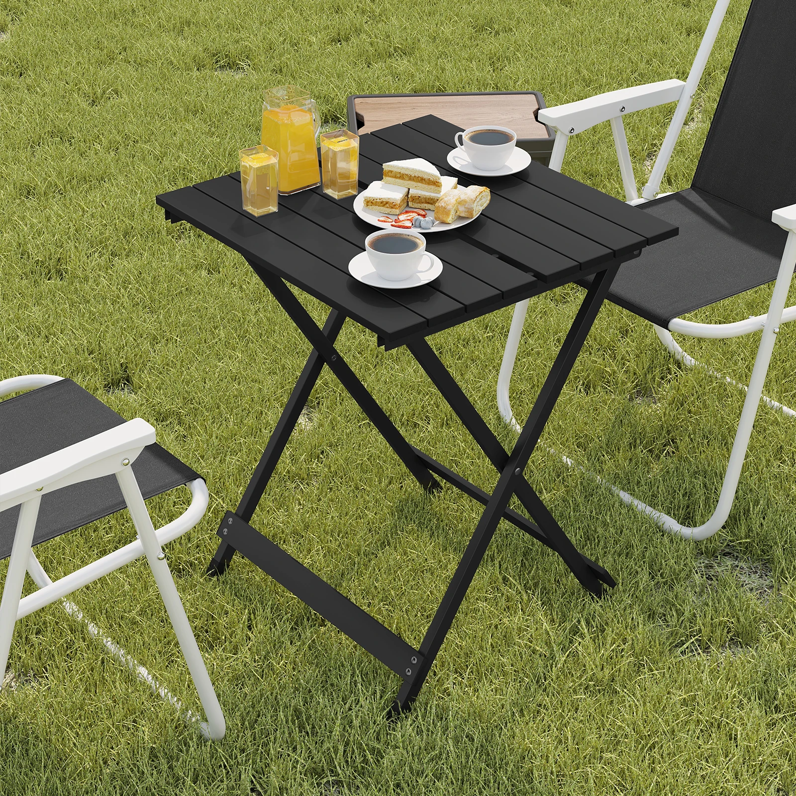 WOLTU Mesa plegable de aluminio para acampar, mesa de picnic para jardín, escritorio ultraligero, mesa auxiliar para balcón, plegable para senderismo en interiores y exteriores