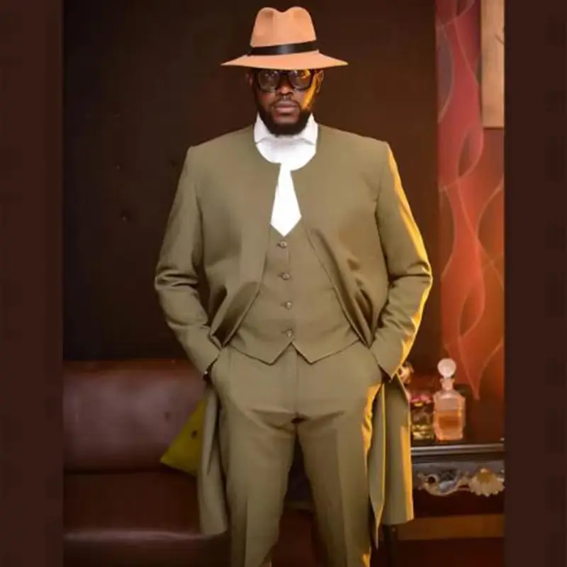 

Последний дизайн, мужские костюмы из трех предметов, длинный блейзер, жилет, брюки, комплект, смокинг для жениха, деловой костюм с прозрачным вырезом, свадебный формальный костюм для выпускного вечера, мужской костюм