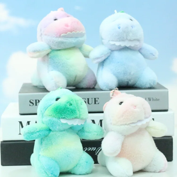 

12CM Creative Cute Rainbow Small Dinosaur Pendant Doll Plush Toy Cartoon Bag Charm Doll Keychain Doll Children Doll Gift