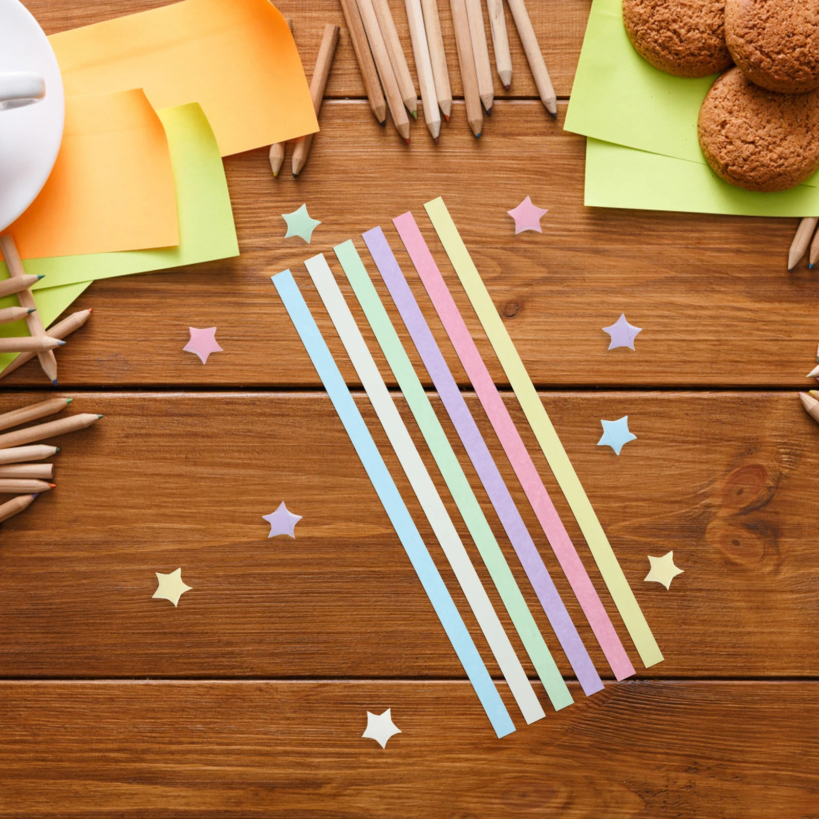 

540 Pcs Origami Star Paper Decorative Embossed Lucky Manual Foil Strips Colored