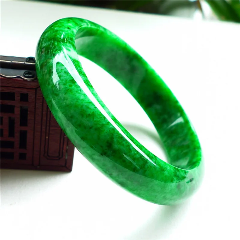 Emerald Dark Green Jadeite Jade Bangle Bracelet  56--62 MM Grade A