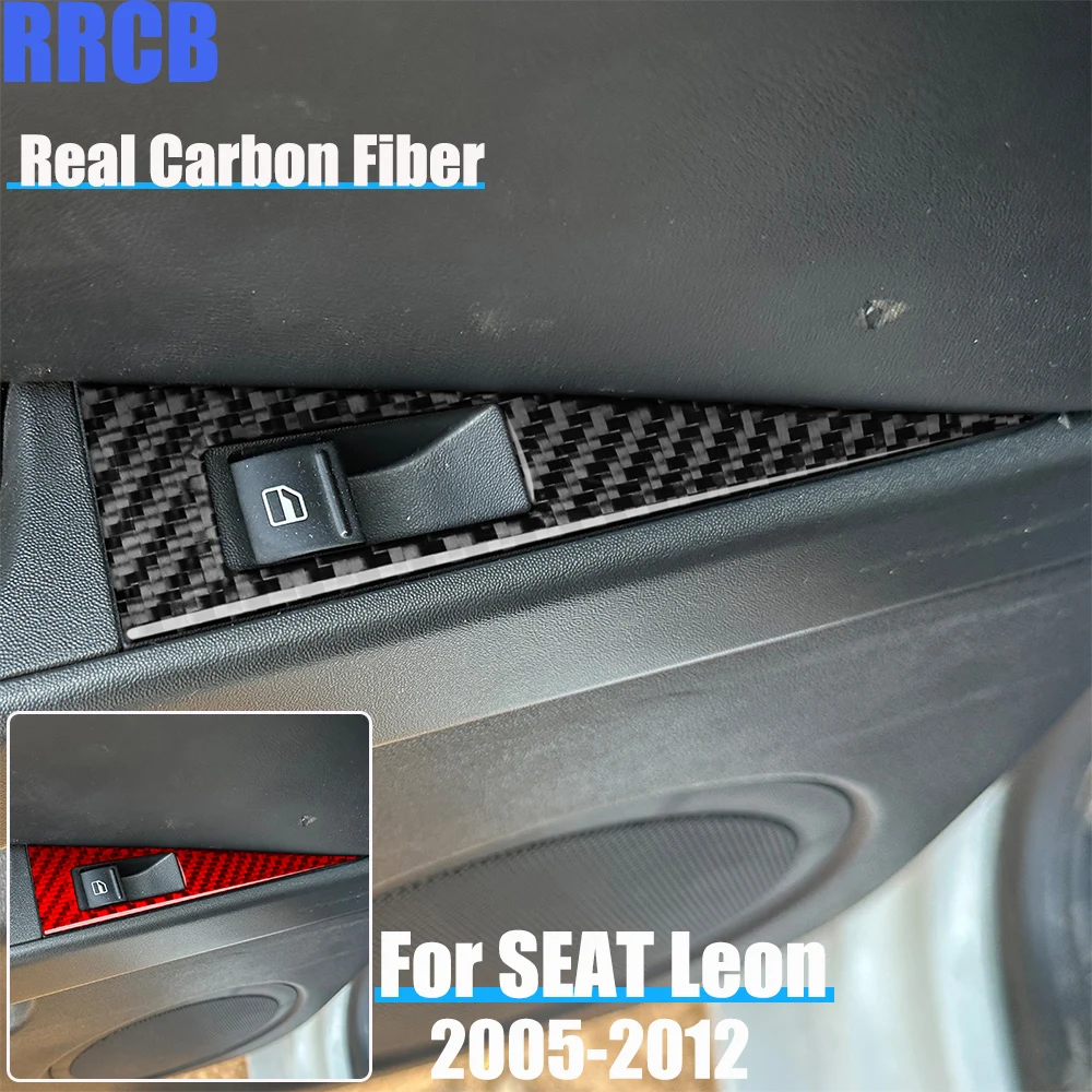 

Автомобильные аксессуары из настоящего углеродного волокна, мягкая наклейка на подъемник окна для SEAT Leon MK2 2005 2006 2007 2008 2009 2010 2011 2012
