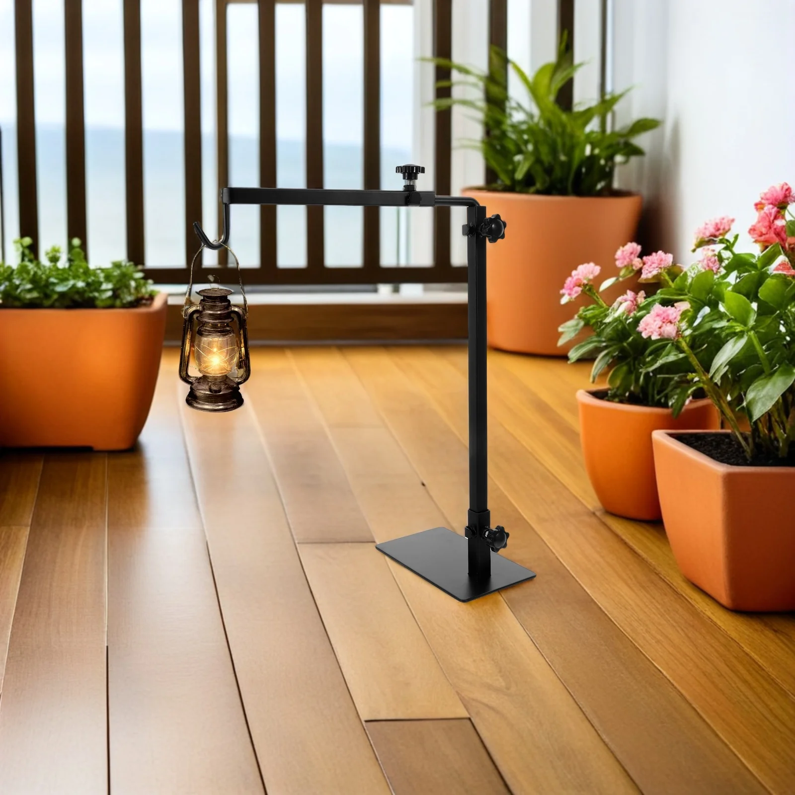 

Reptile Pet Lamp Stand Adjustable Height Metal Light Rack Solid Structure Practical Use Exquisite Reptile Box Accessory Ceramic