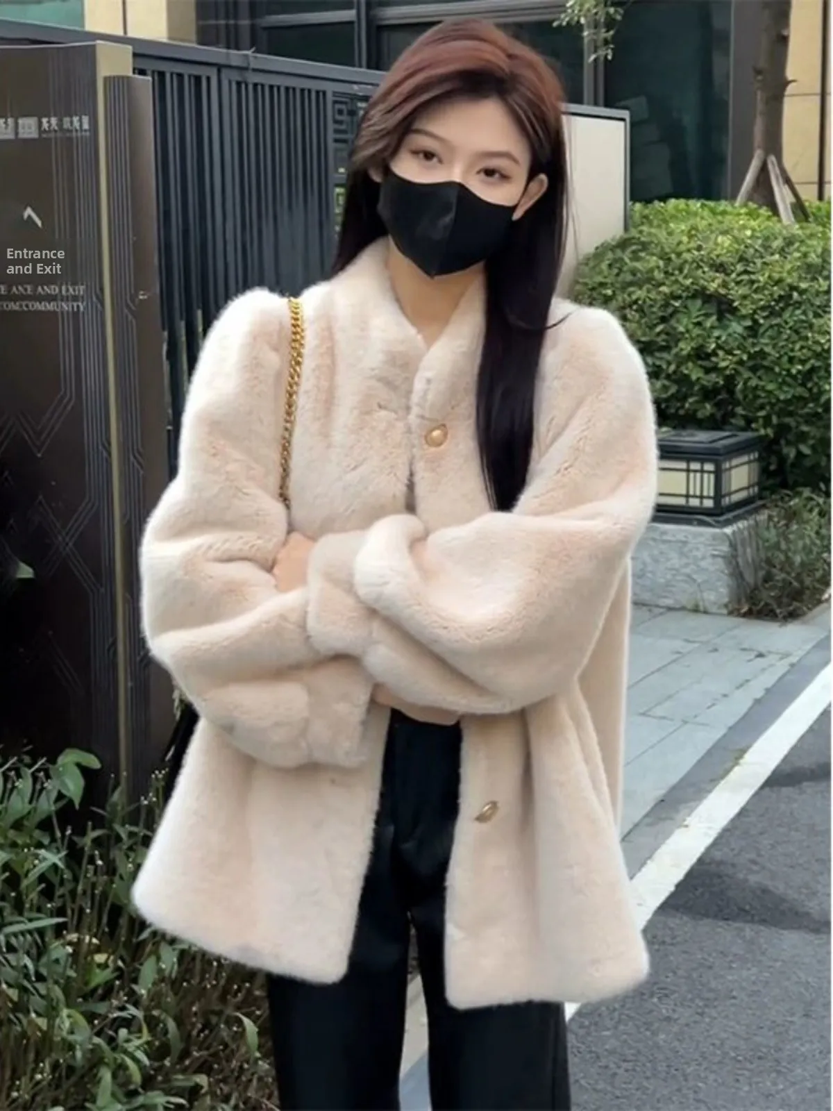 

2025 New Eco-Friendly Fur Mink Velvet Winter Women's Outerwear Thiened Medium-Length Lamb Fur Plu Coat Sweet Sle Loose Fit