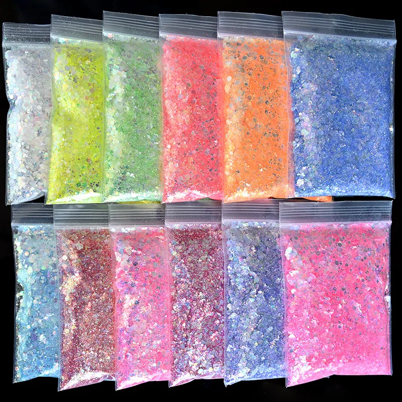 

50g Nail AB Mermaid Sequins Holographic Glitter Mix Hexagon Iridescent for Nails Art Manicure Tips Loose Glitter Sequins GOngjiA